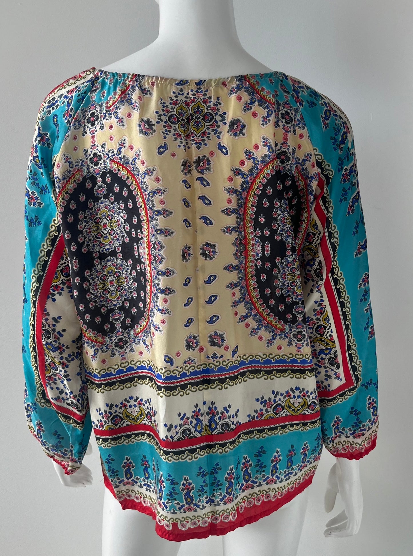 Scarf Print Silk Blouse Size XS