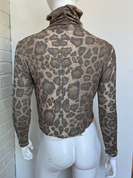 Leopard Faux Wrap Top Size XS