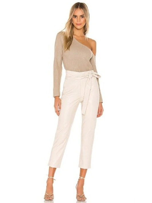 Bea Tie Waist Leather Pants Size Small