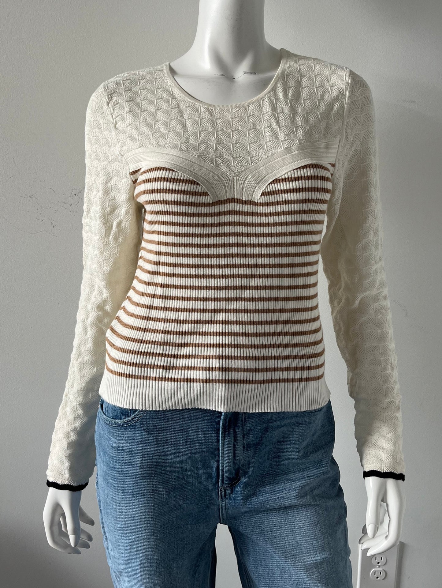 Pointelle Sweater Top Size Medium