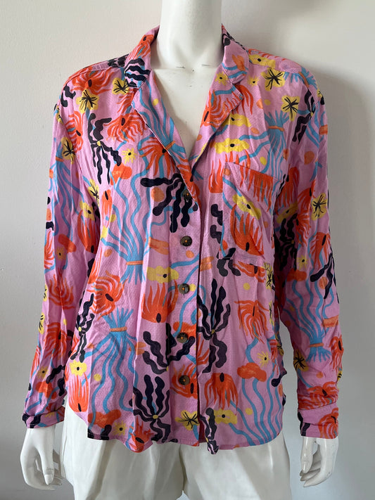 Meg Fransee Printed Blouse Size Small