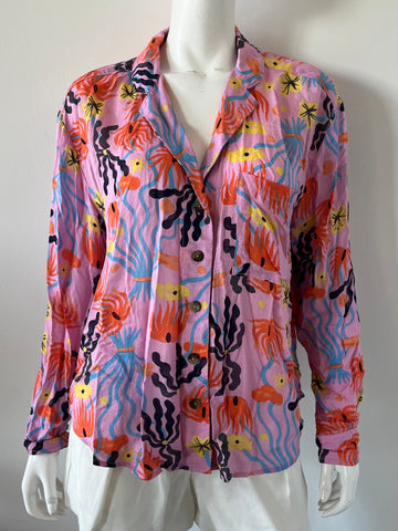 Meg Fransee Printed Blouse Size Small