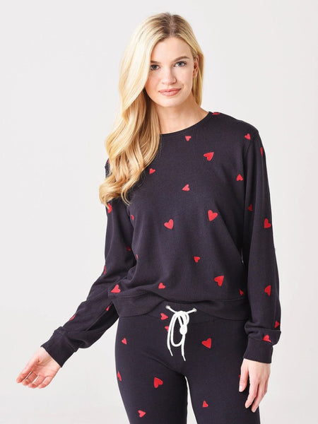 Embroidered Heart Boyfriend Sweatshirt Size Medium