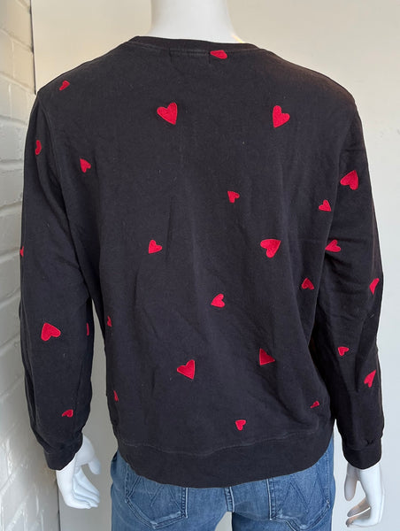 Embroidered Heart Boyfriend Sweatshirt Size Medium