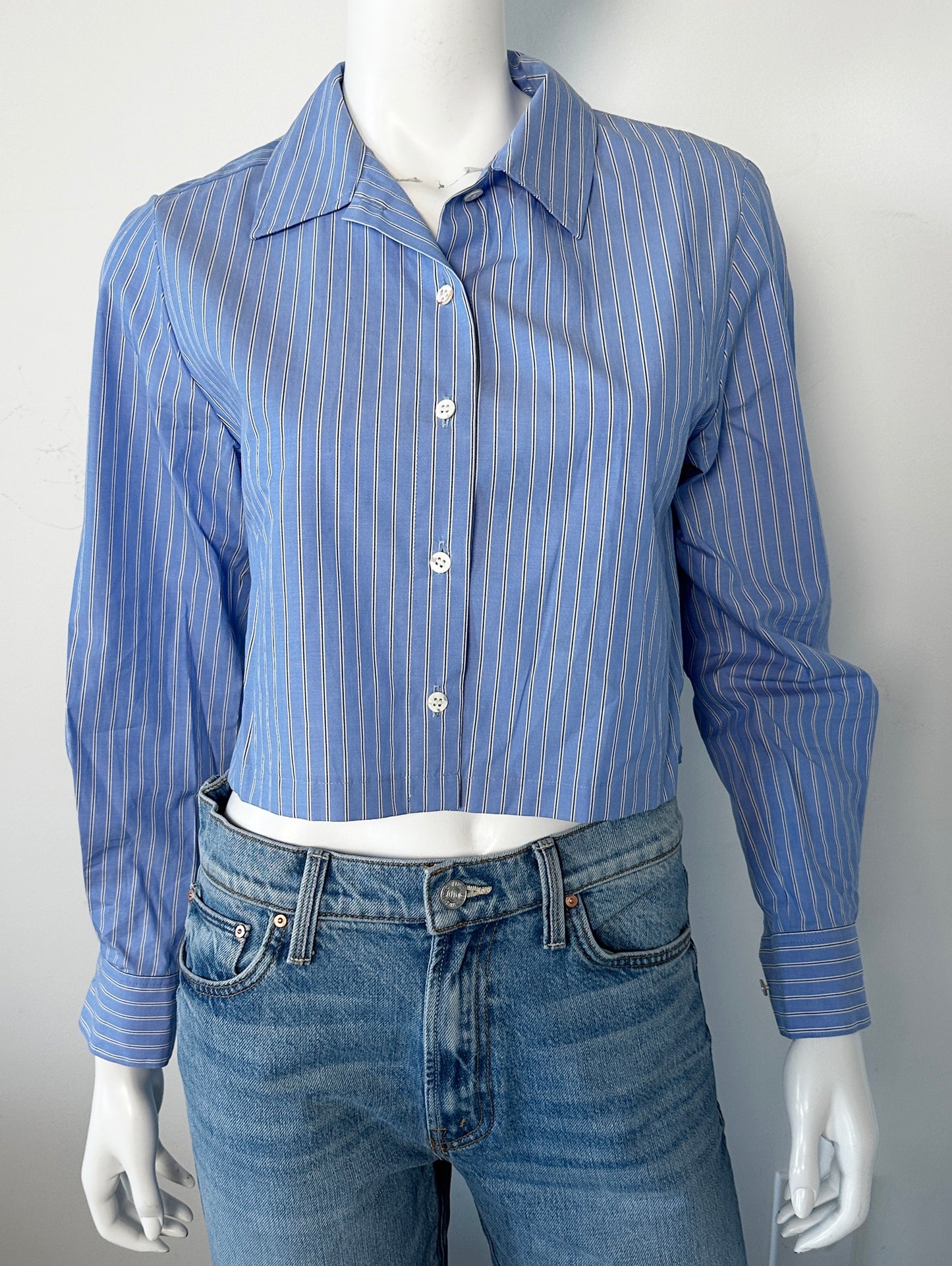 Cropped Striped Shirt Size Small NWT