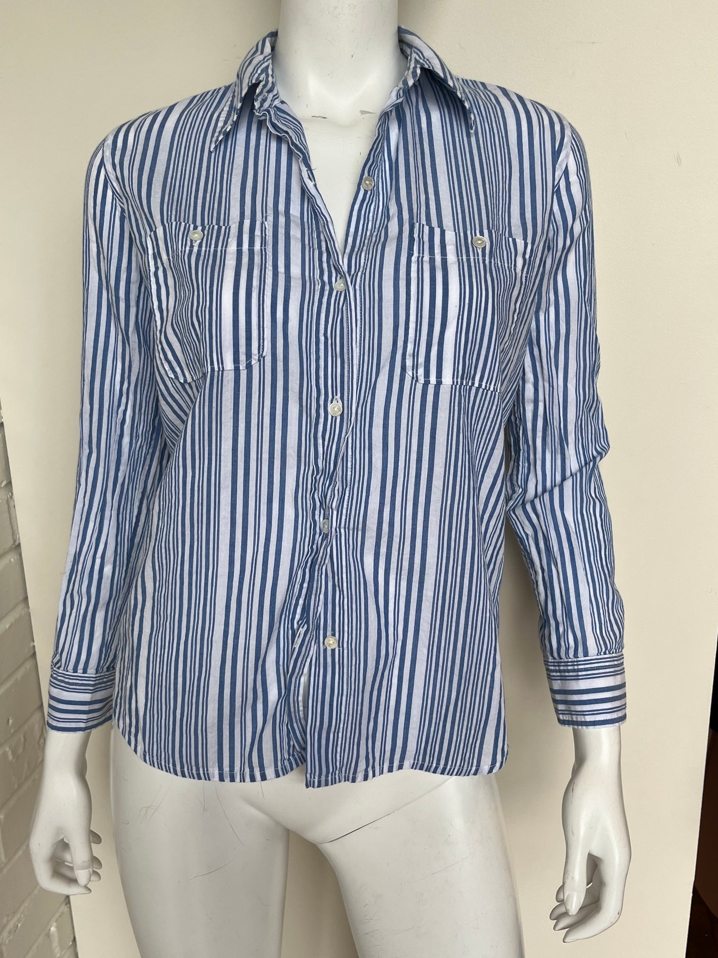 Raphael Classic Shirt Blue And White Stripe Size XS