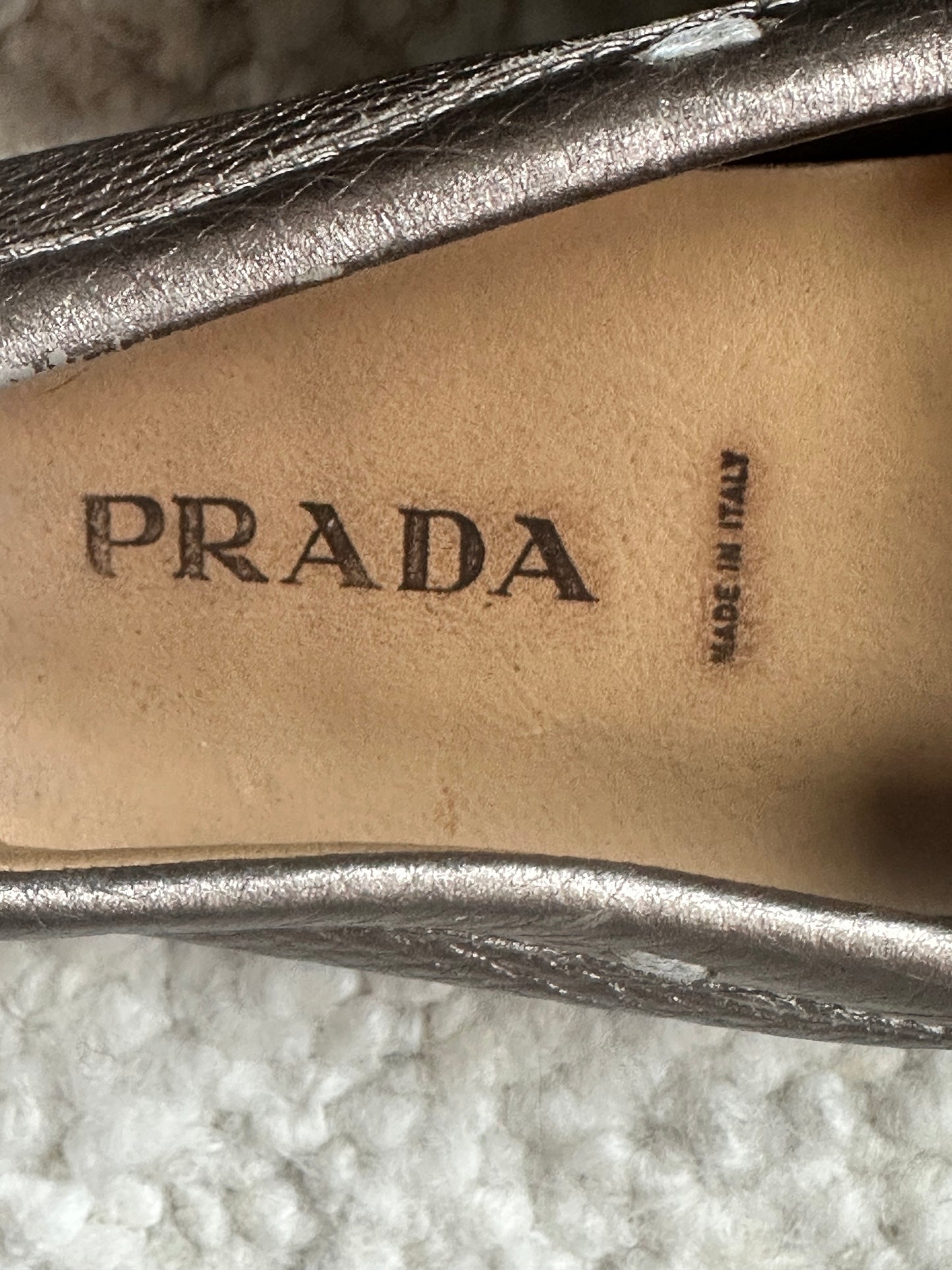 Pewter Leather Loafers Size 37.5