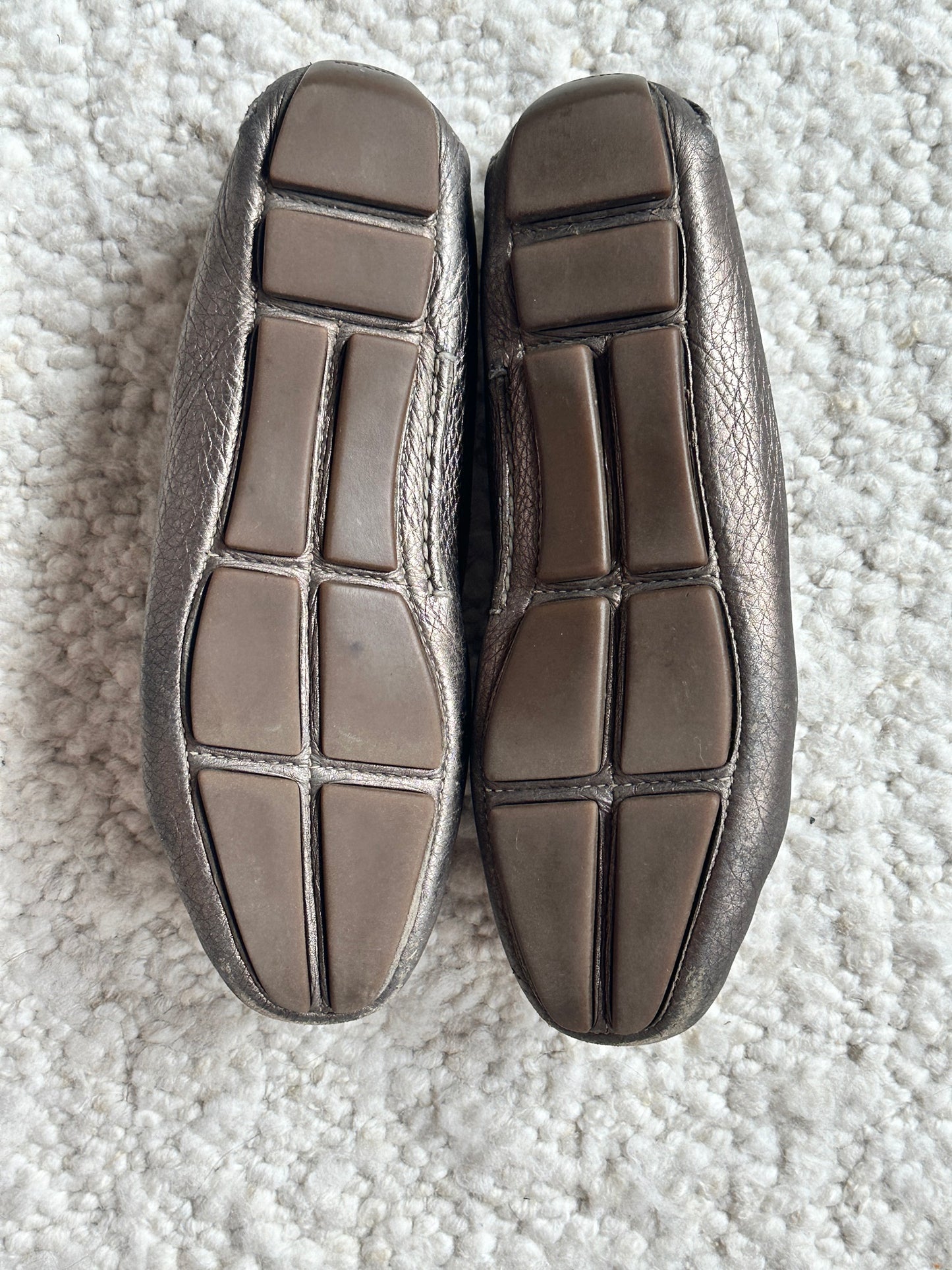 Pewter Leather Loafers Size 37.5