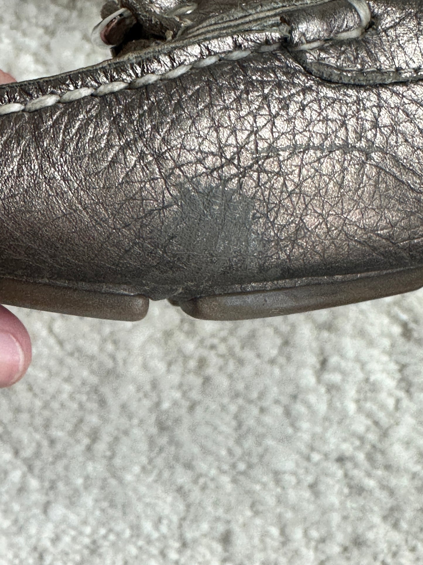 Pewter Leather Loafers Size 37.5
