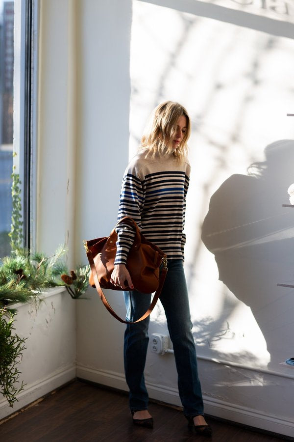 Ann Striped Turtleneck Sweater Size XS
