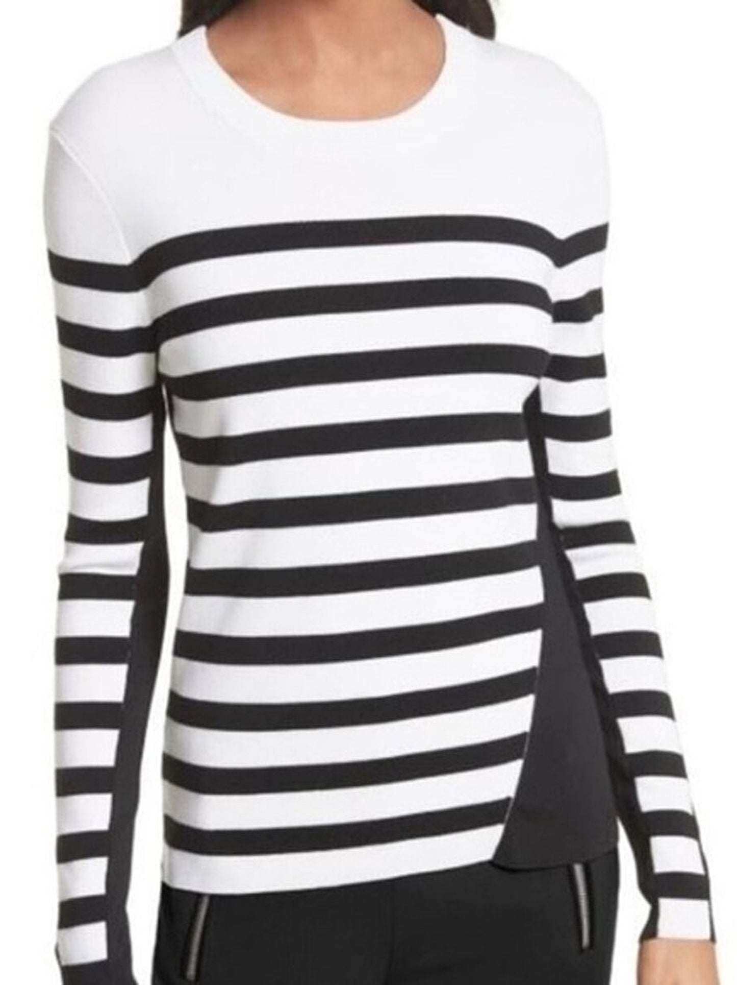 Cecilee Crew Neck Striped Wool Sweater Size Medium
