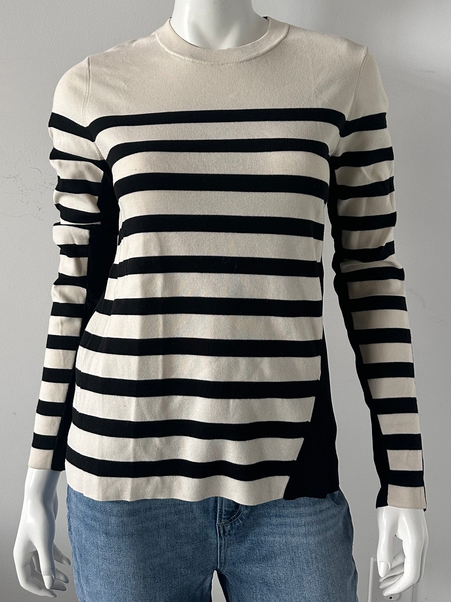 Cecilee Crew Neck Striped Wool Sweater Size Medium