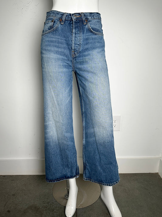 High Rise Wide Leg Crop Jeans Size 25