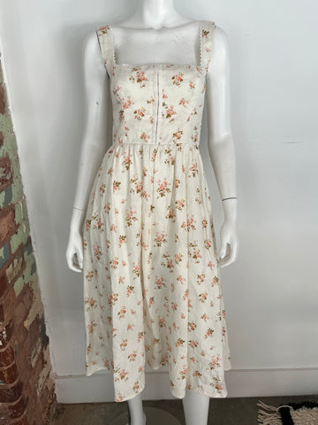 Tagliatelle Linen Floral Midi Dress Size 4