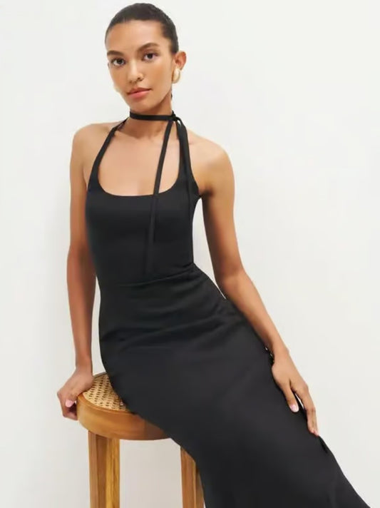 Yana Linen Halter Dress Size 2 NWT