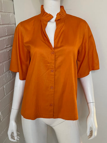 Ruffle Trim Button Up Size Small