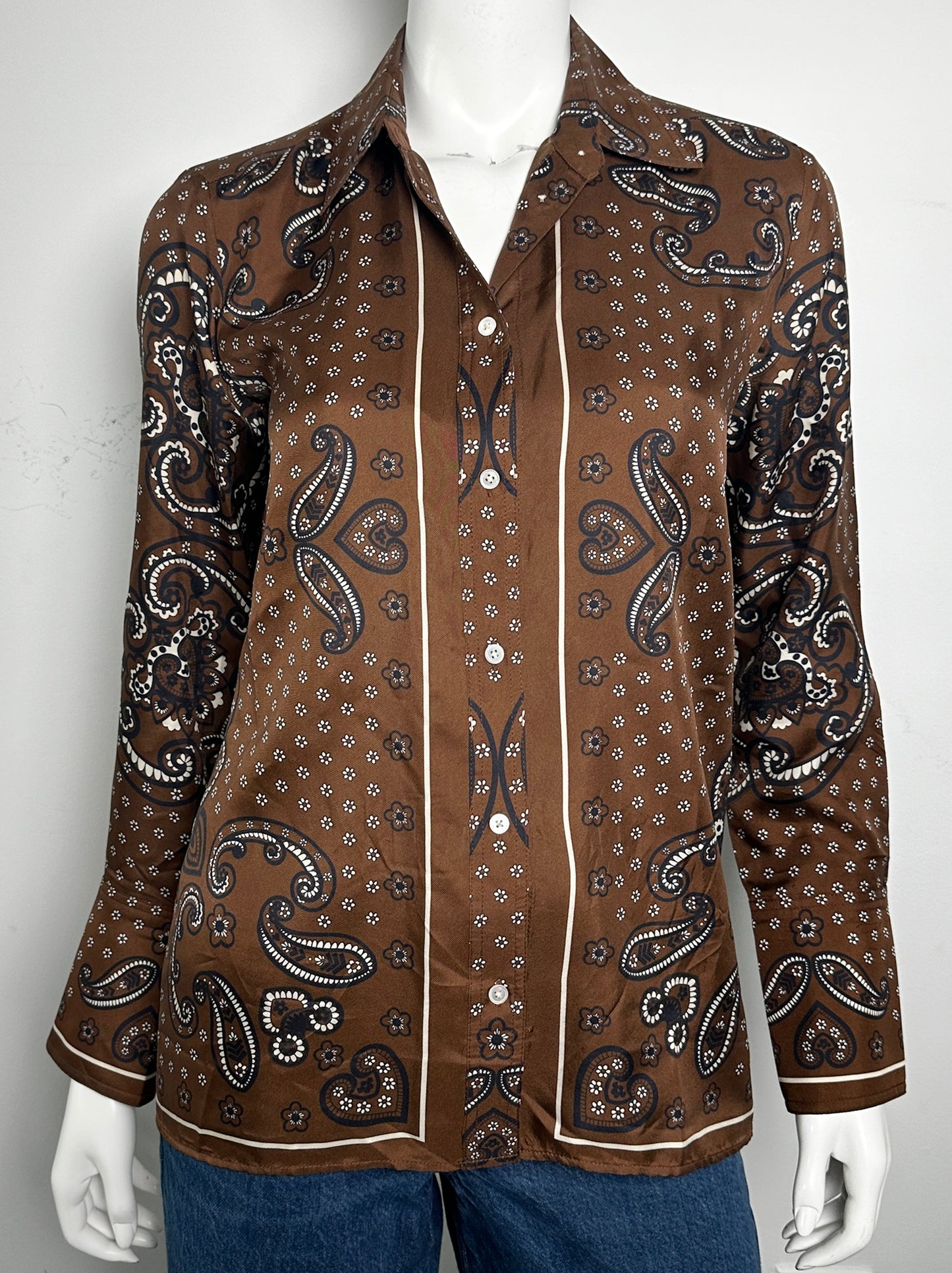 Paisley Print Silk Blouse Size Small