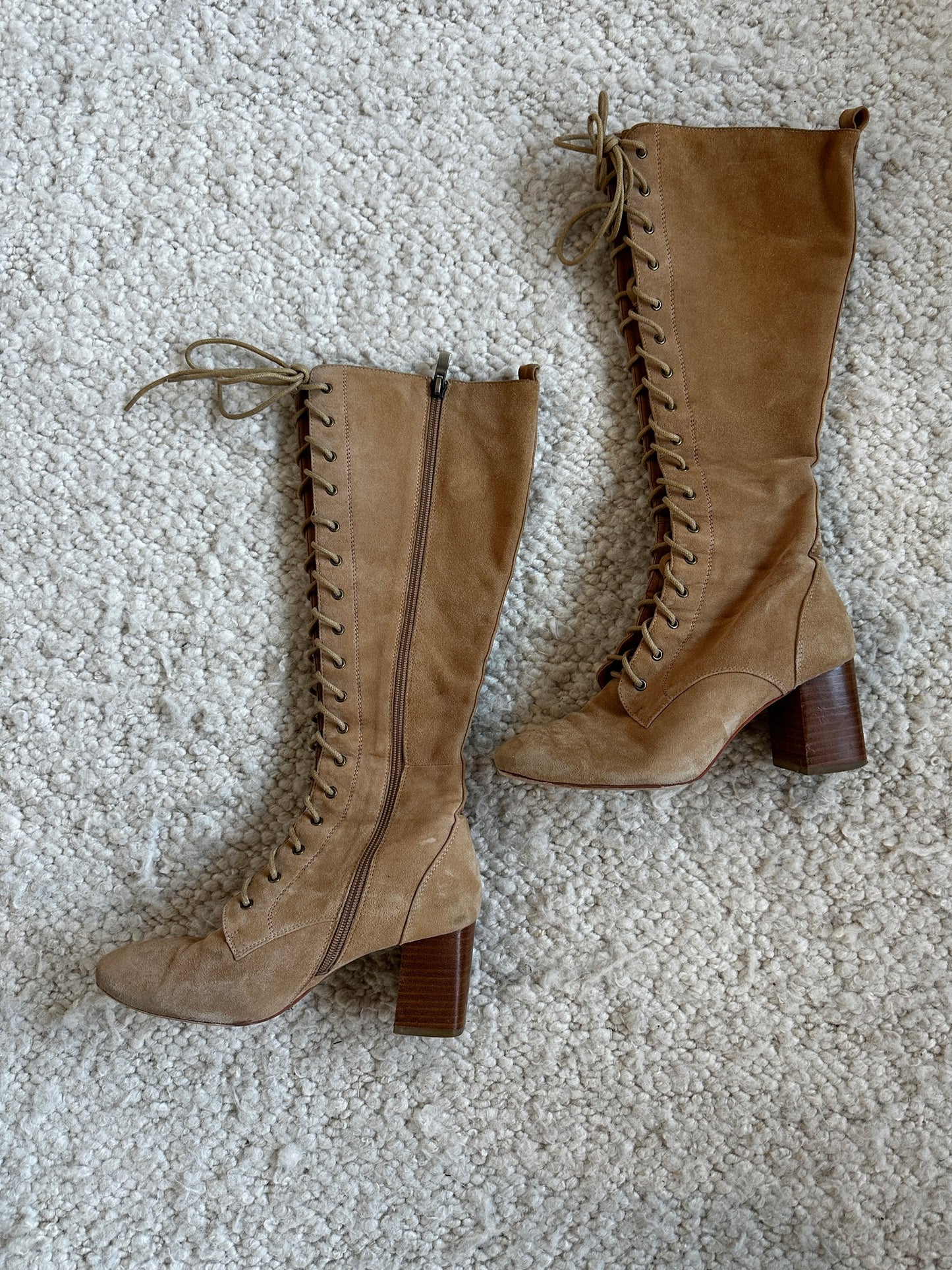 Kelsy Suede Tall Lace Up Boots Size 37