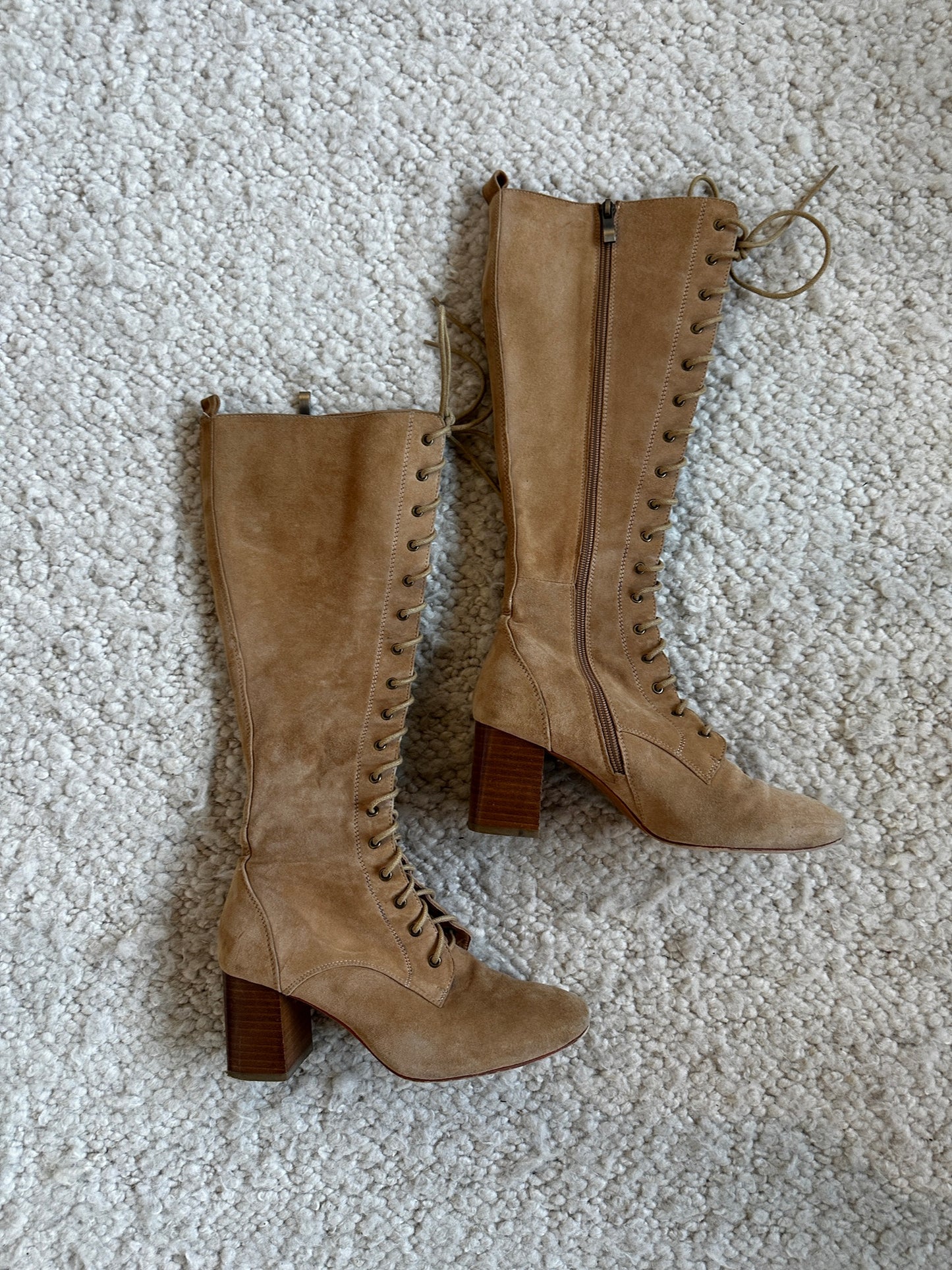 Kelsy Suede Tall Lace Up Boots Size 37