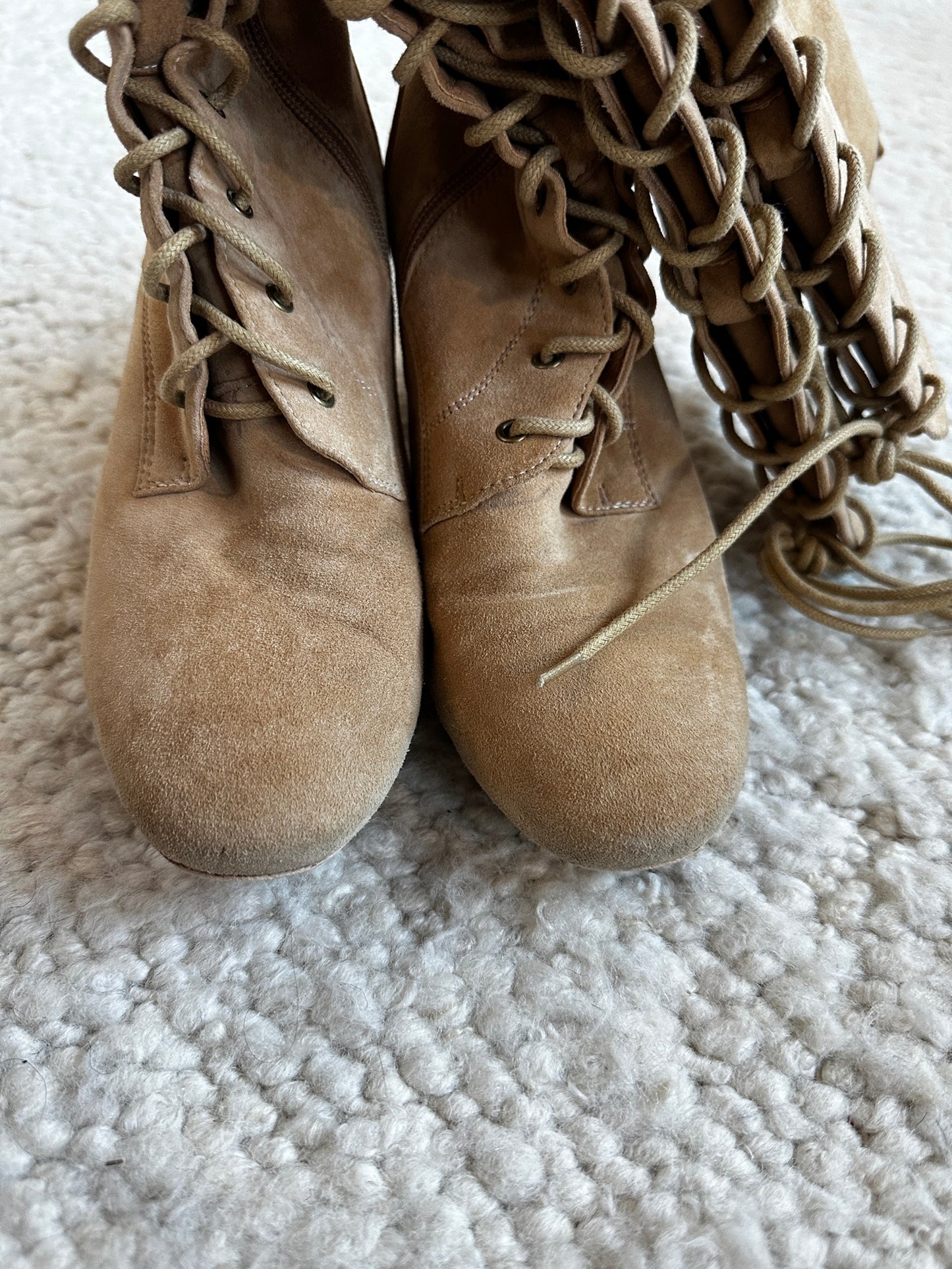 Kelsy Suede Tall Lace Up Boots Size 37