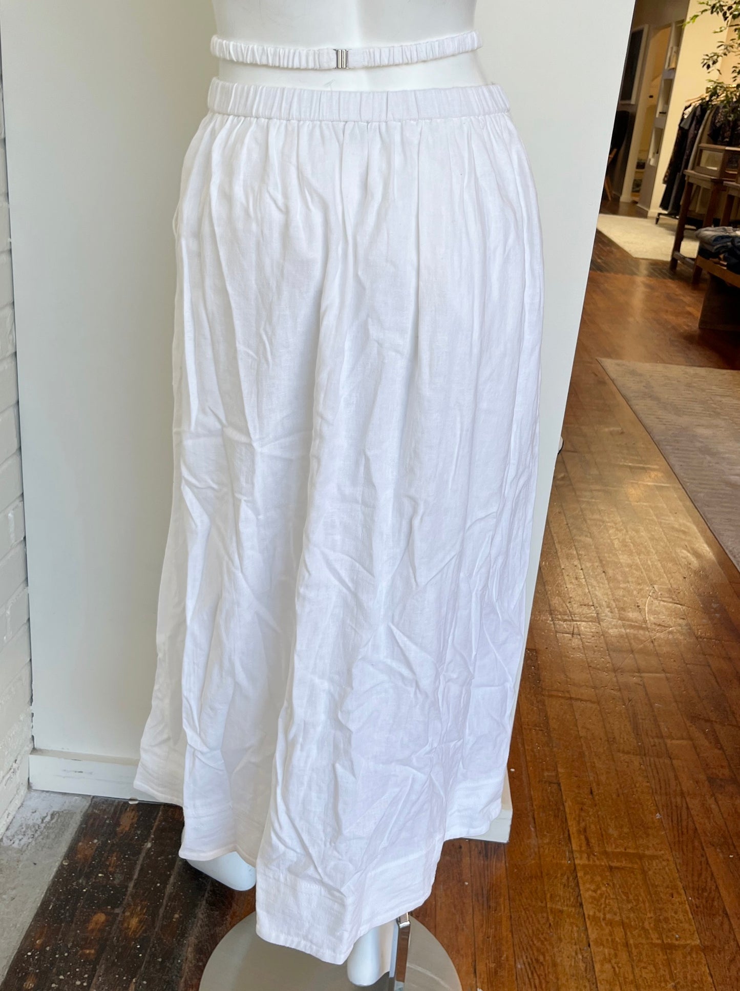 Stevie Washed Linen Cut Out Midi Skirt Size Small NWT