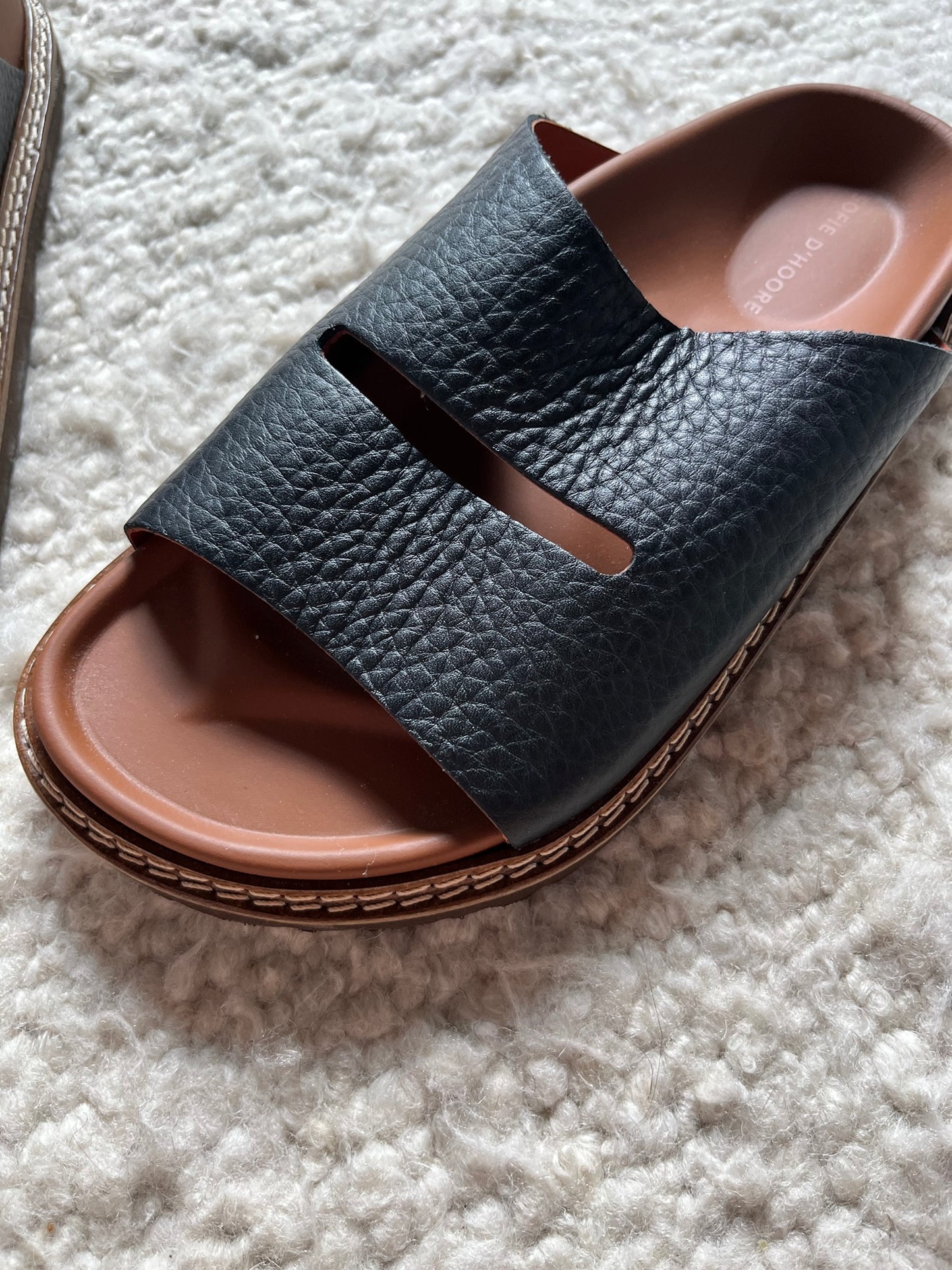 Fabia Slip On Leather Sandals Size 37 NWOB