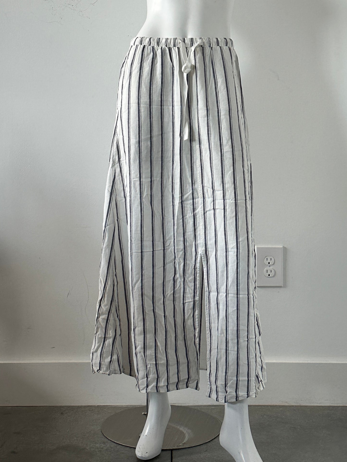 Thira Linen Striped Midi Skirt Size XS