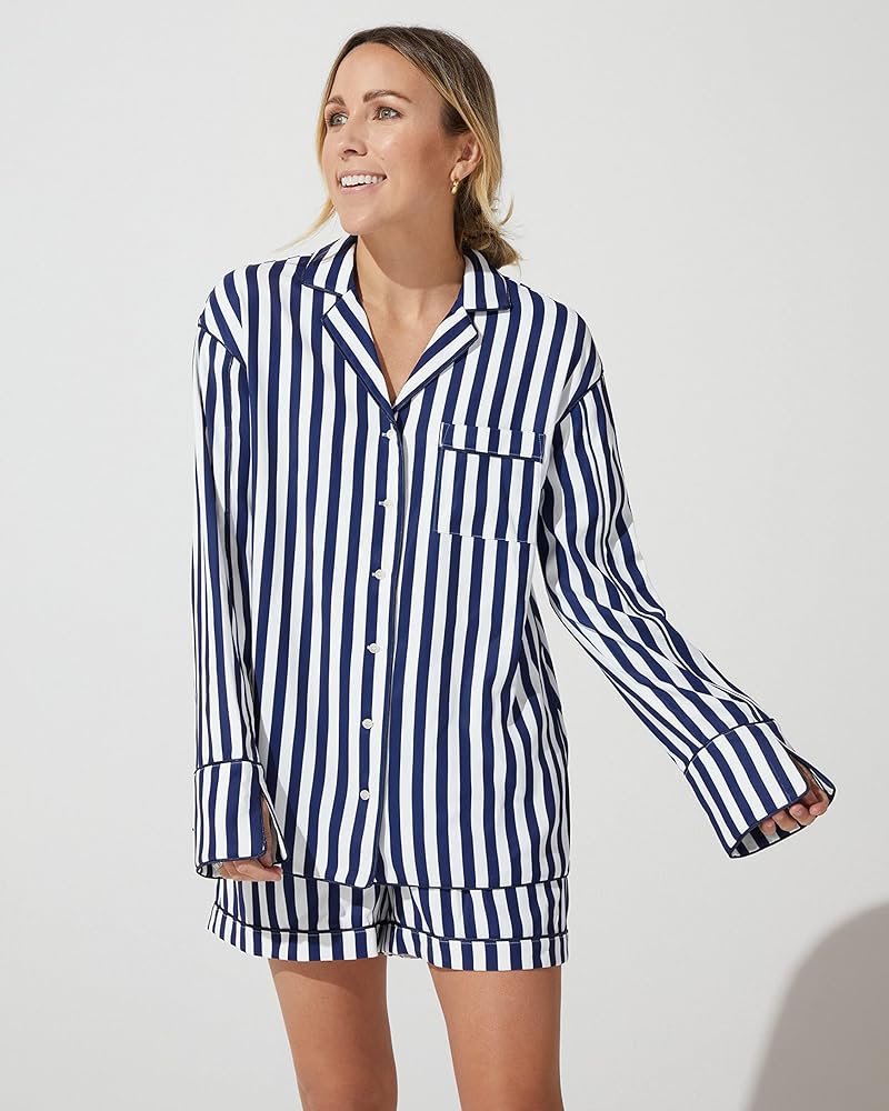 Striped Satin Pajama Top Size Small