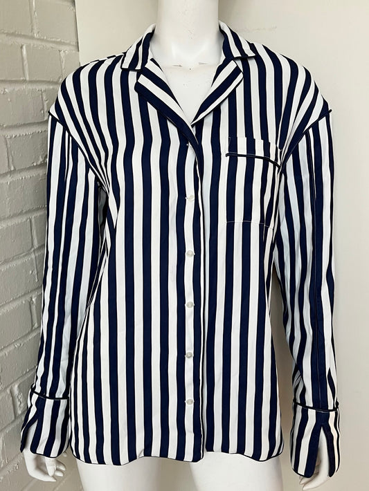 Striped Satin Pajama Top Size Small