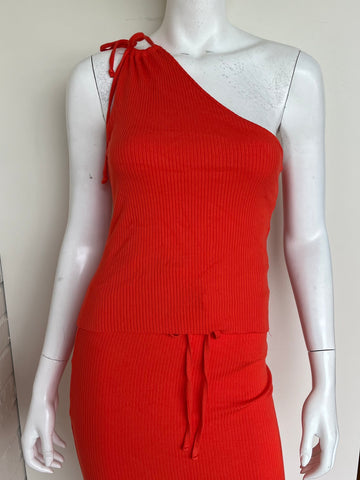 Alloy Rib Tied One Shoulder Top Size Small