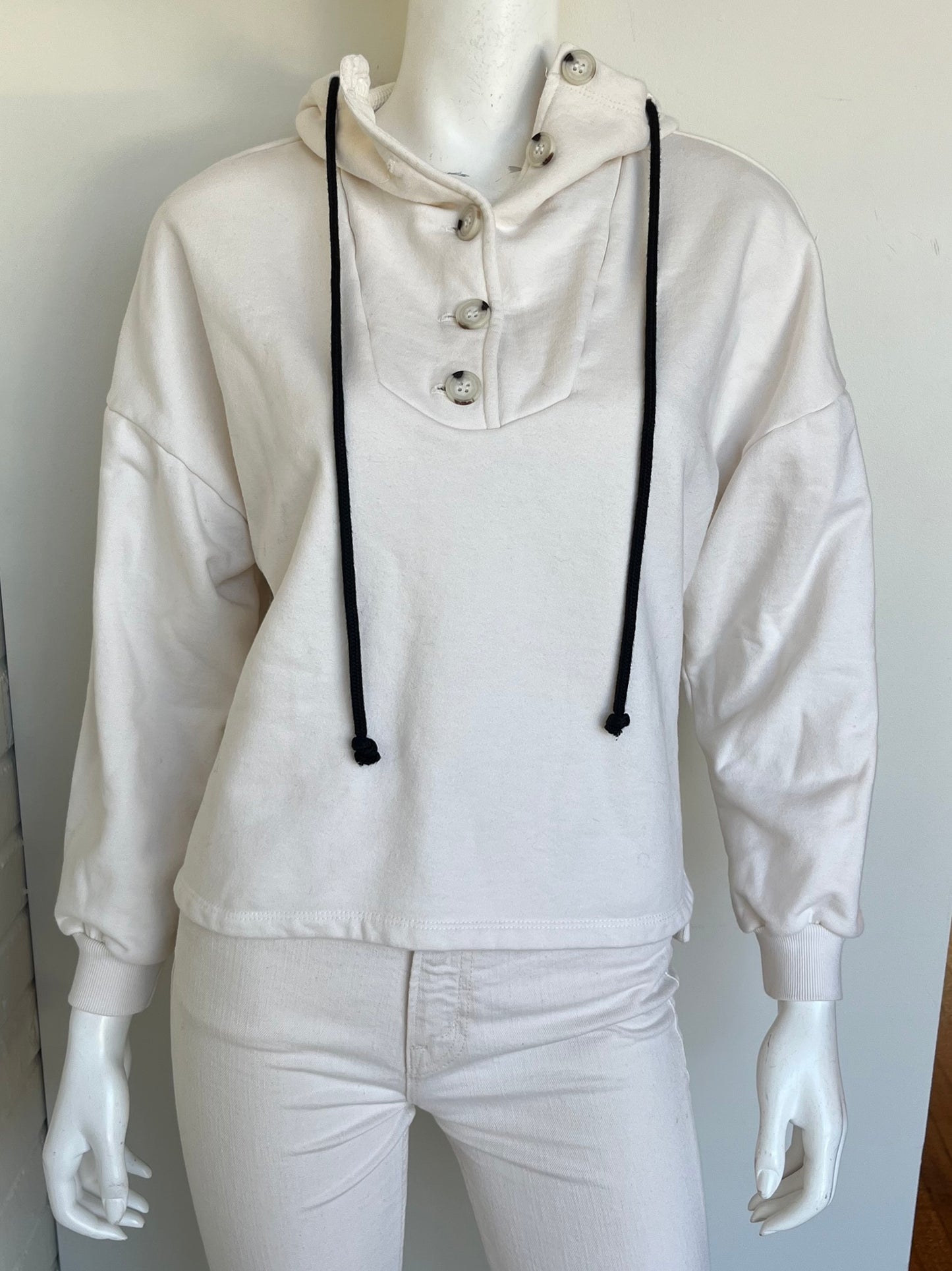 Contra Button Front Hoodie Size XS