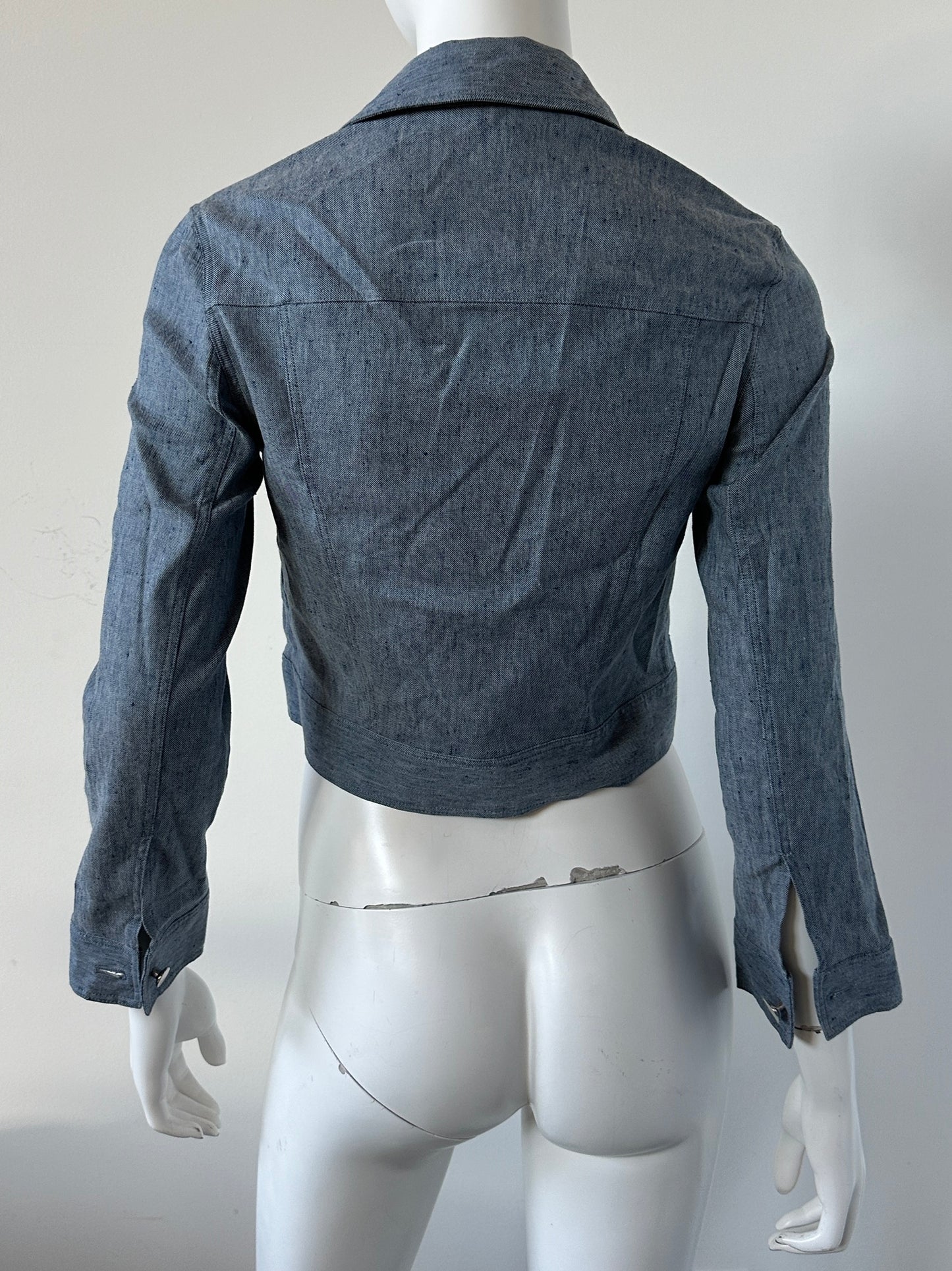 Linen Blend Crop Trucker Jacket Size XS
