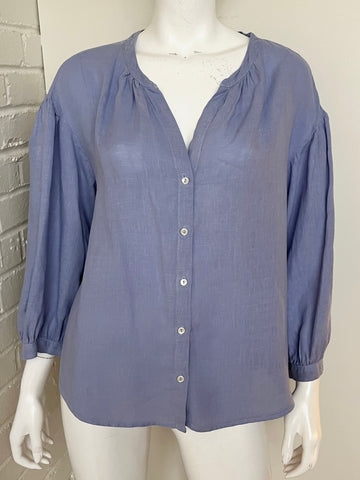 Linen Chambray Button Front Shirt Size Small