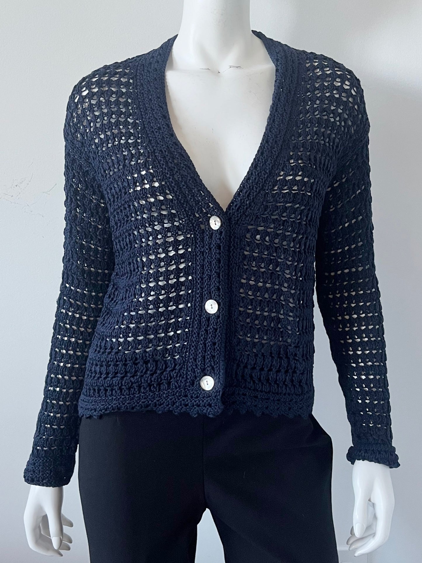 Cotton Crochet Cardigan Size Small