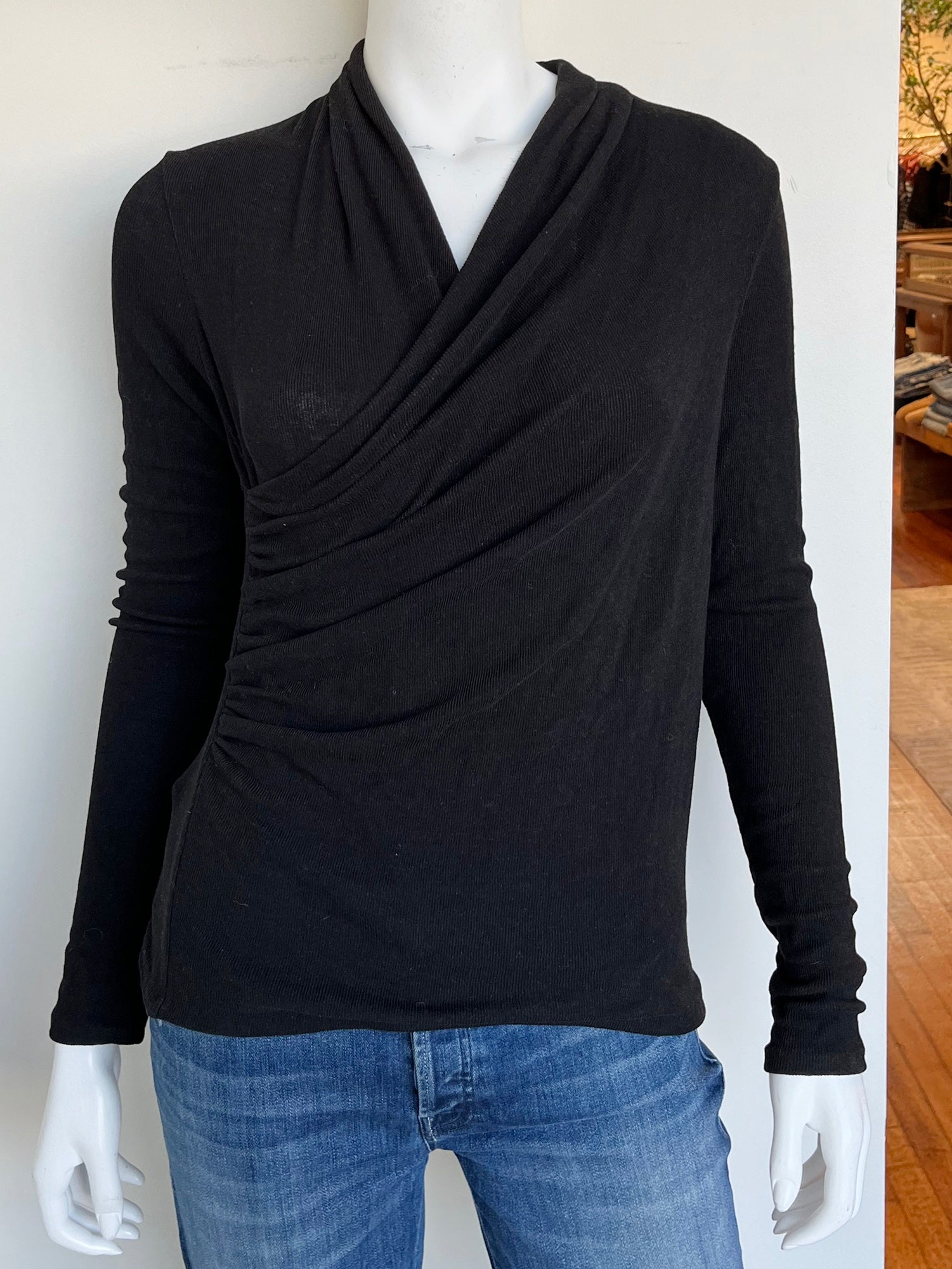 Ribbed Wrap Front Top Size Medium