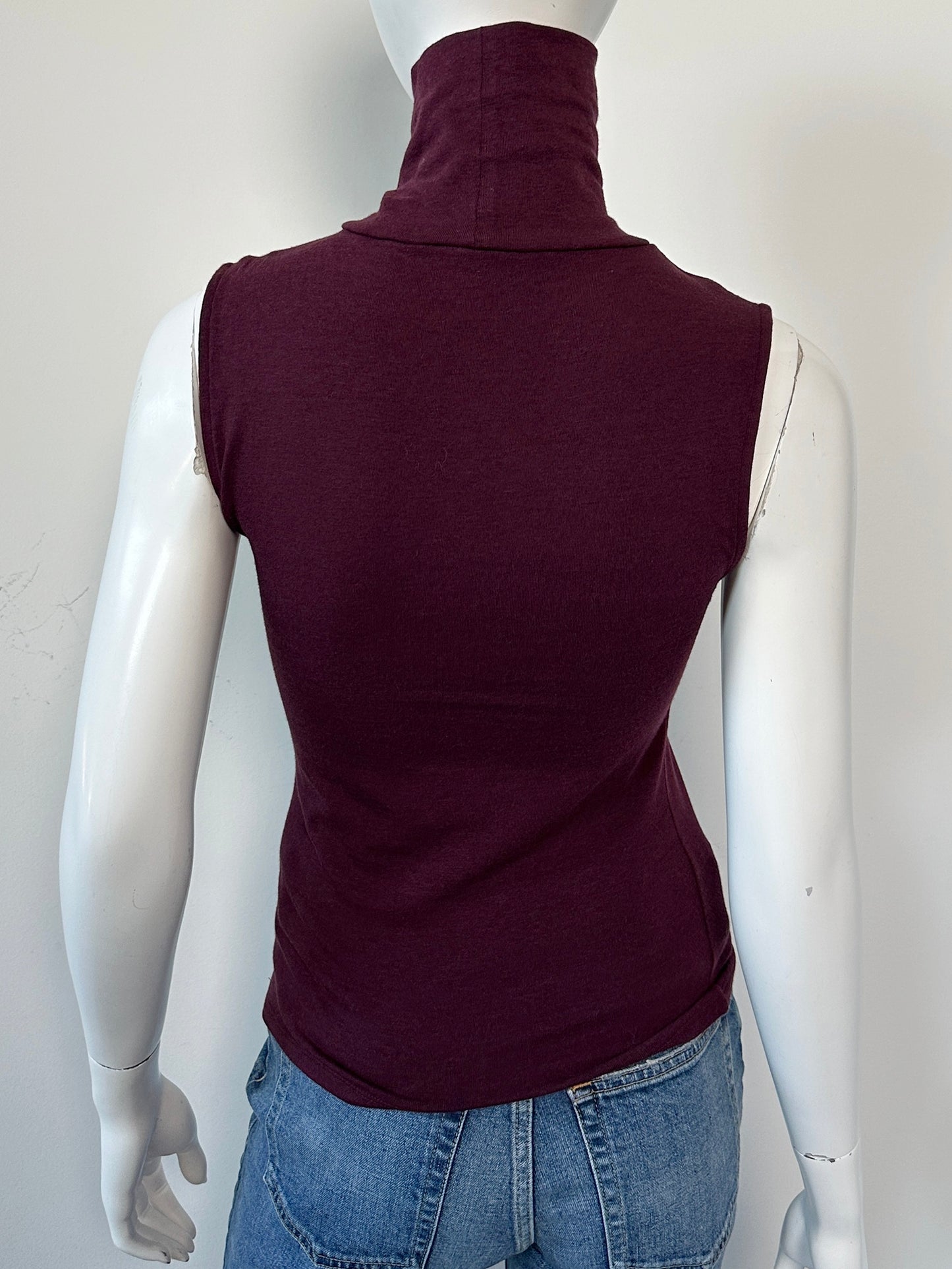 Sleeveless Cotton Blend Turtleneck Size XS