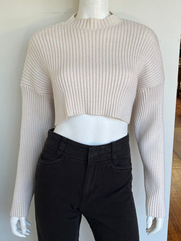Ribbed Long Sleeve Crop Top Size Small