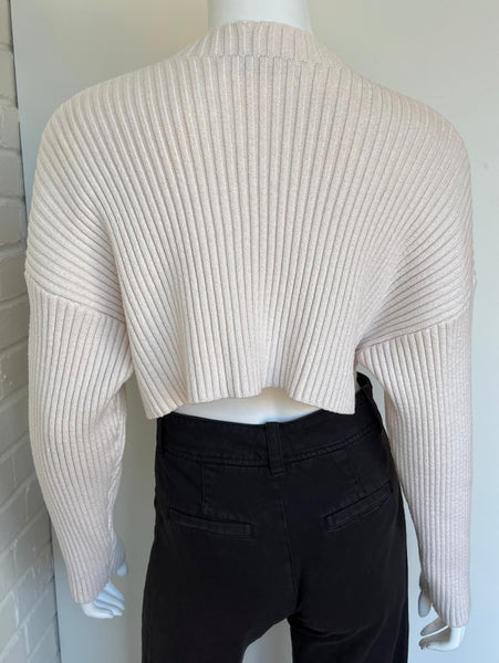 Ribbed Long Sleeve Crop Top Size Small