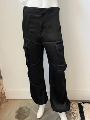 Satin Effect Cargo Trousers Size XS