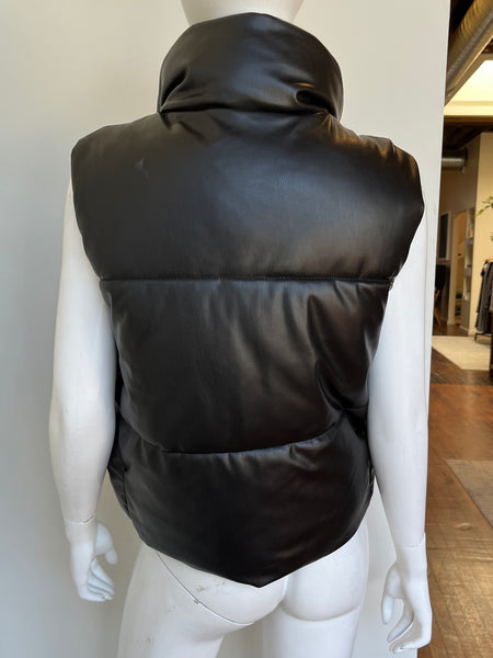Vegan Leather Puffer Vest Size XS