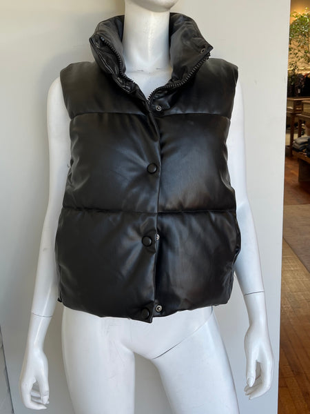 Vegan Leather Puffer Vest Size XS