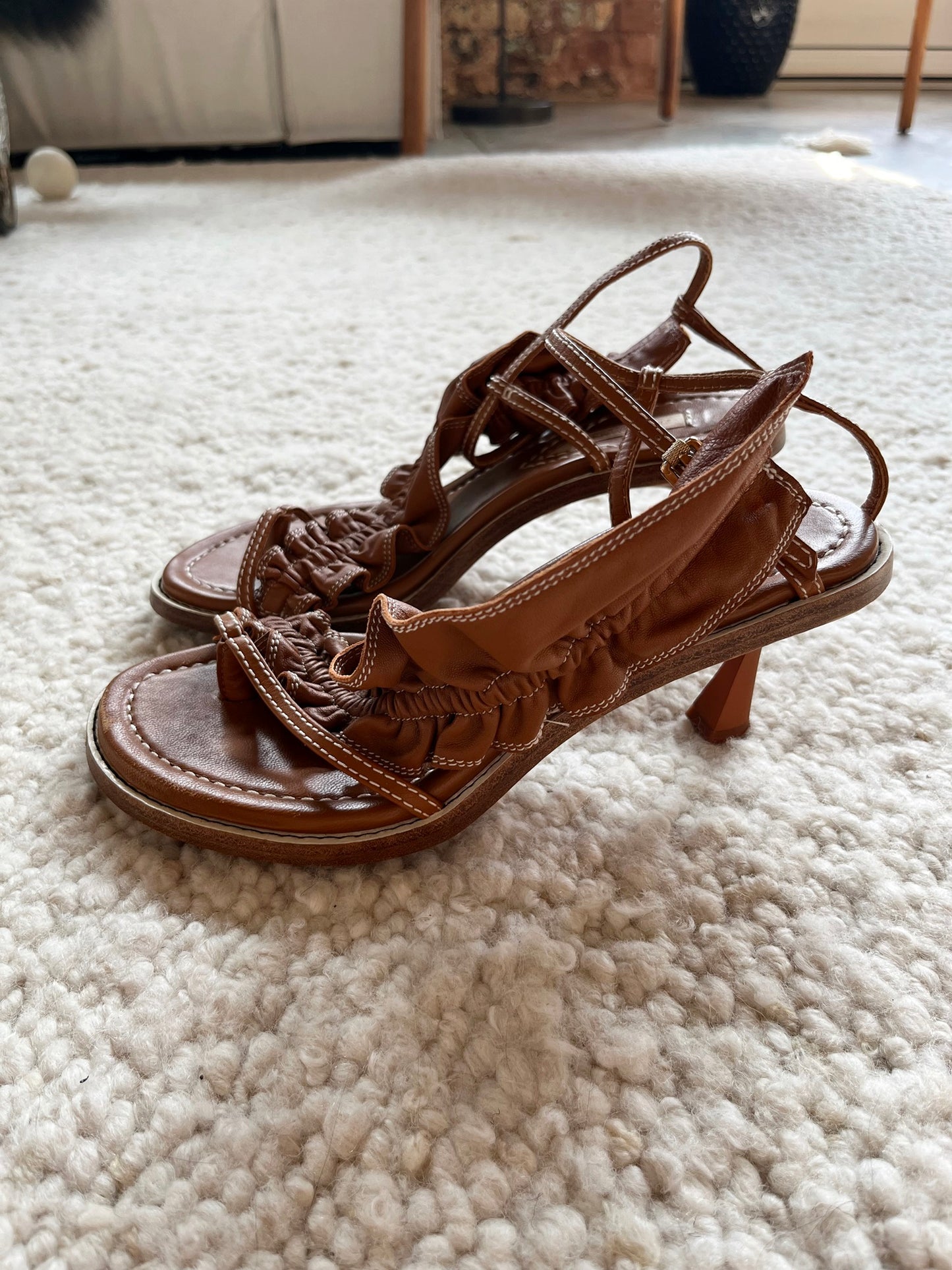 Skinny  Strap Ruffle Heels Size 39