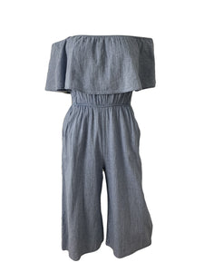 Chambray Off the Shoulder Jumpsuit Size Small