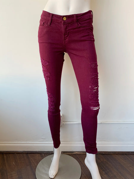 Le Skinny Distressed Jeans Size 27