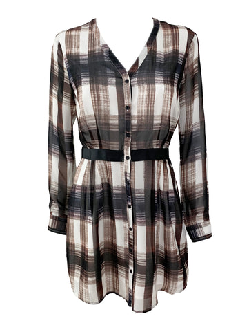 Cahill Plaid Long Sleeve Dress Size Small