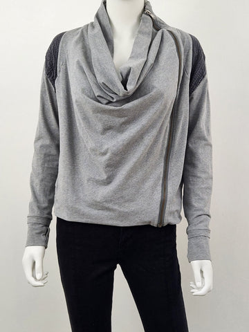 Cowl Neck Asymmetrical Zip Pullover Size 4