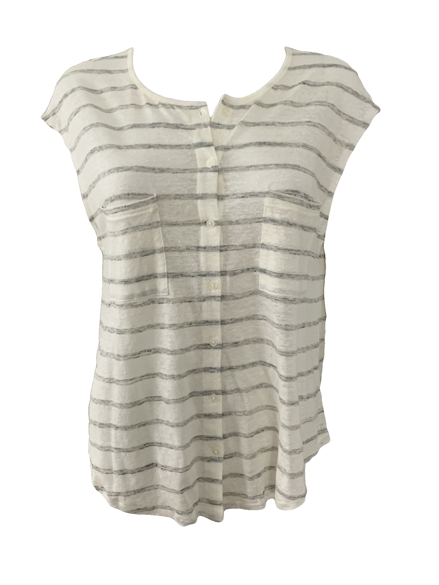 Striped Button Front Tee Size Medium