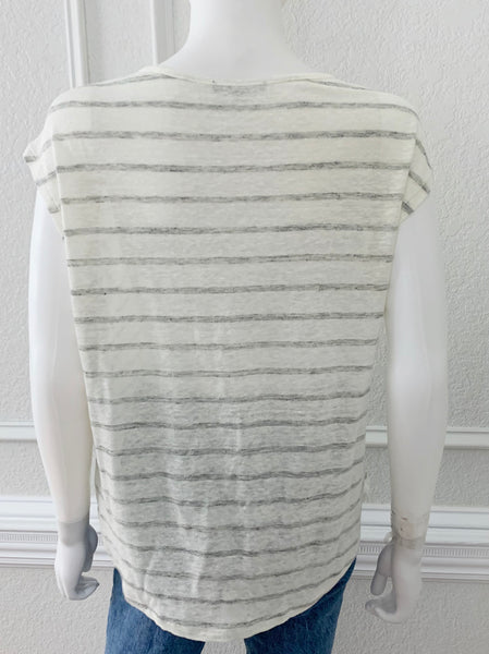Striped Button Front Tee Size Medium