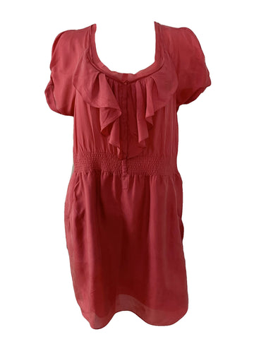 Short Sleeve Ruffle Front Dress Size 8