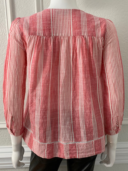 Louna Red Striped Lace Up Top Size XS